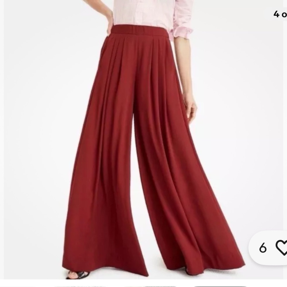 J. Crew Collection Maroon Wide Leg Drape Pant